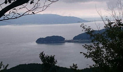 途中でやっと琵琶湖の展望